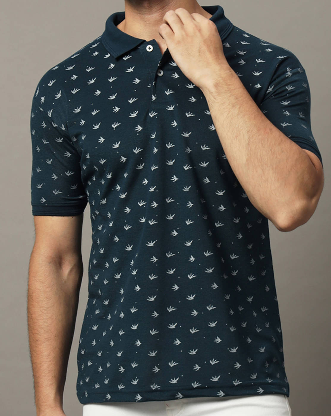     			COCOSOUL Men Polyester Regular Fit Printed Polo T Shirt ( Dark Green )