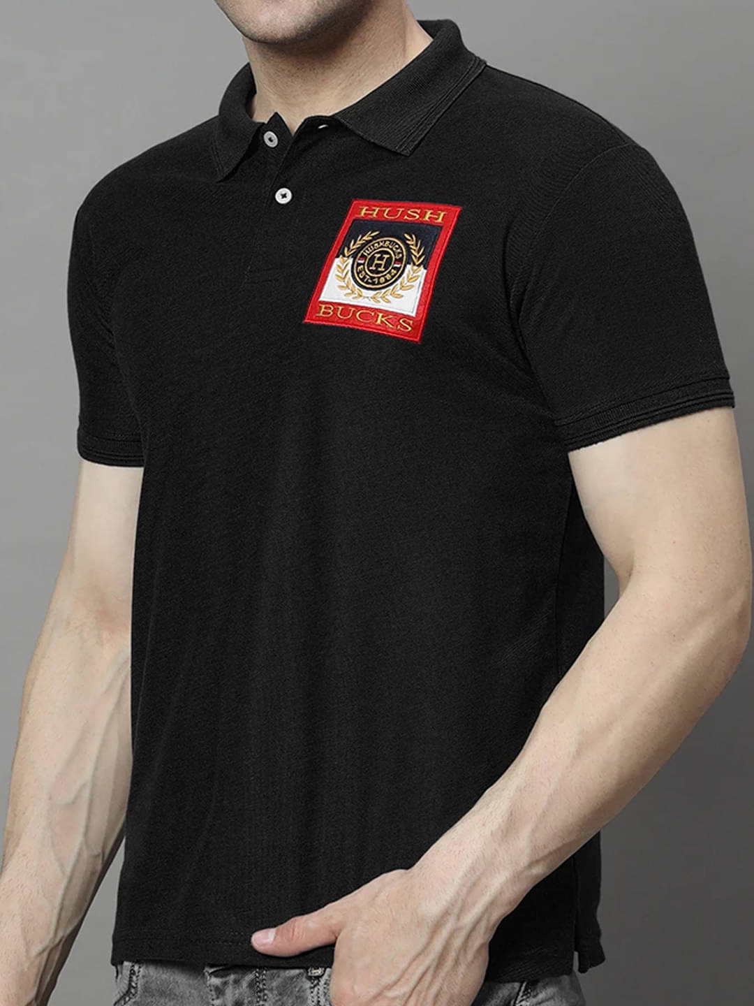     			COCOSOUL Men Polyester Regular Fit Solid Polo T Shirt ( Black )