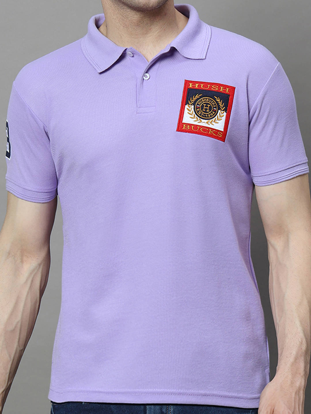 COCOSOUL Men Polyester Regular Fit Solid Polo T Shirt ( Lavender ) COCOSOUL Men Polyester Regular Fit Solid Polo T Shirt ( Lavender )