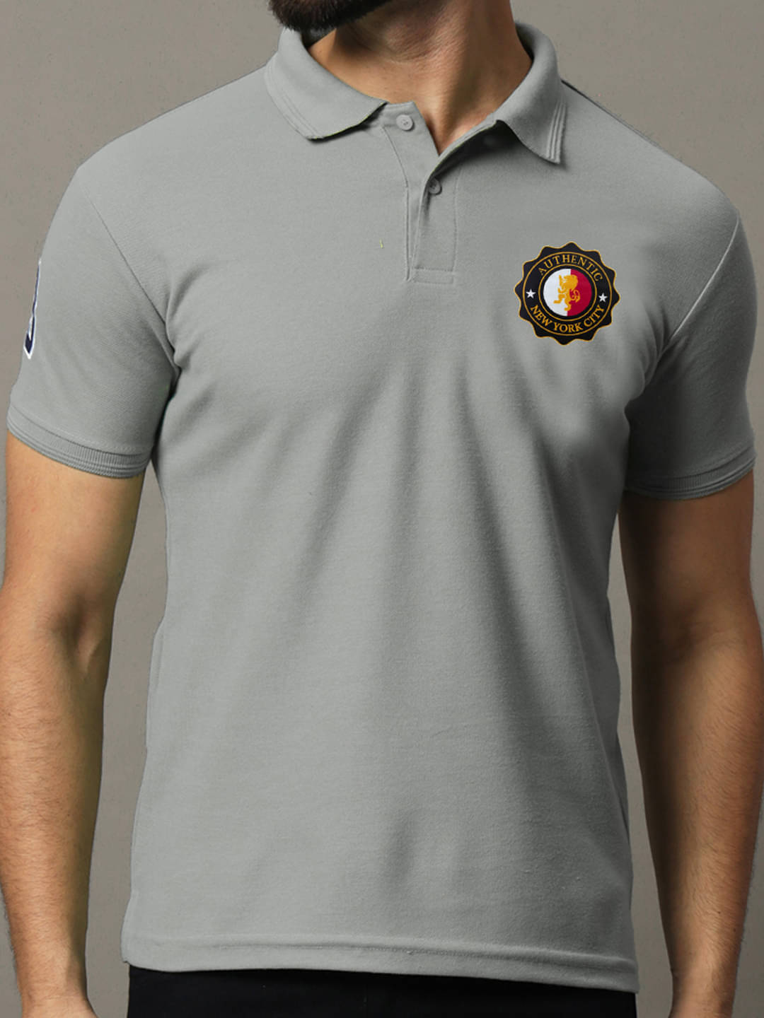     			COCOSOUL Men Polyester Regular Fit Printed Polo T Shirt ( Grey )