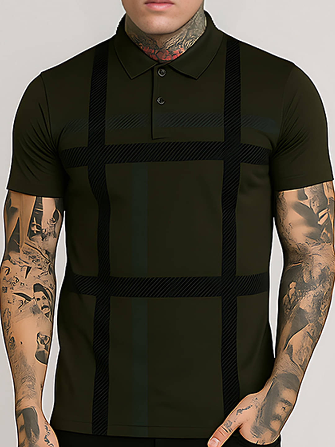     			COCOSOUL Men Polyester Regular Fit Printed Polo T Shirt ( Olive )