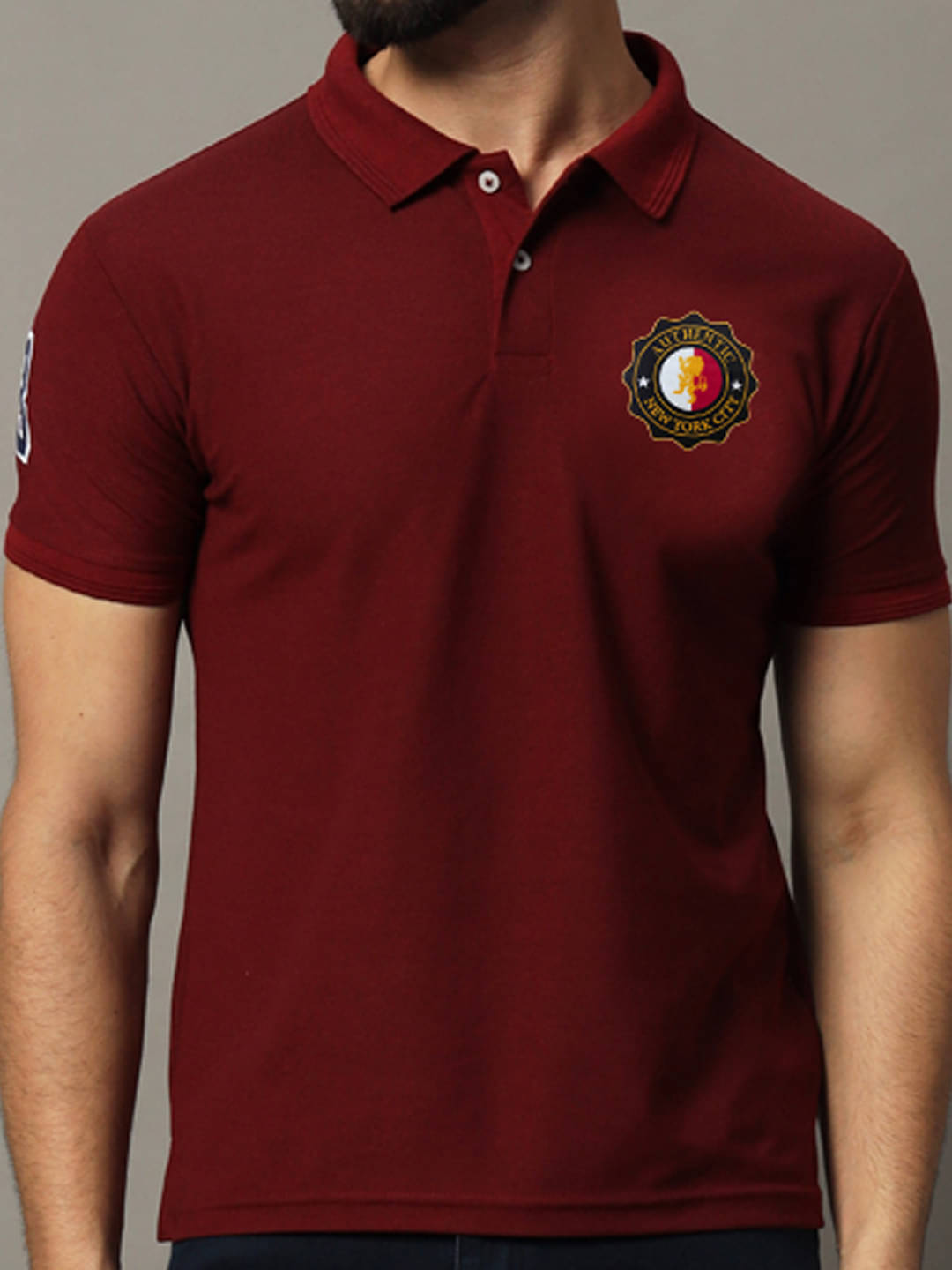     			COCOSOUL Men Polyester Regular Fit Printed Polo T Shirt ( Maroon )
