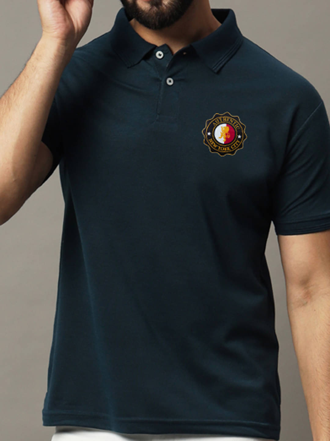     			COCOSOUL Men Polyester Regular Fit Printed Polo T Shirt ( Dark Green )
