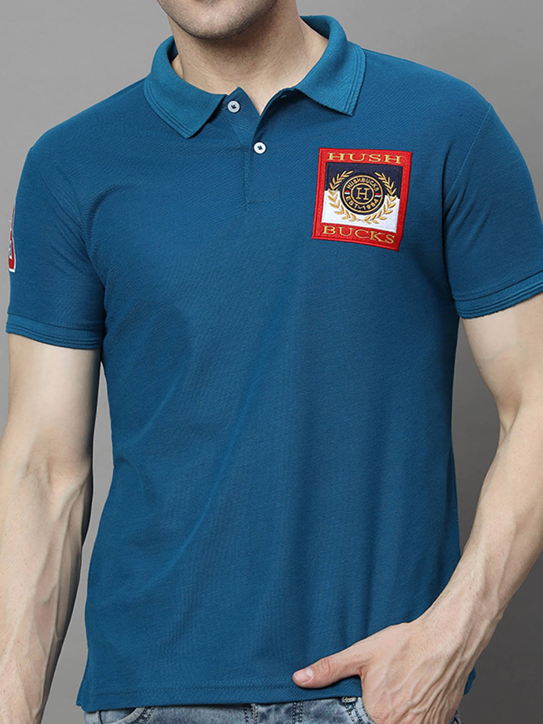     			COCOSOUL Men Polyester Regular Fit Solid Polo T Shirt ( Teal Blue )