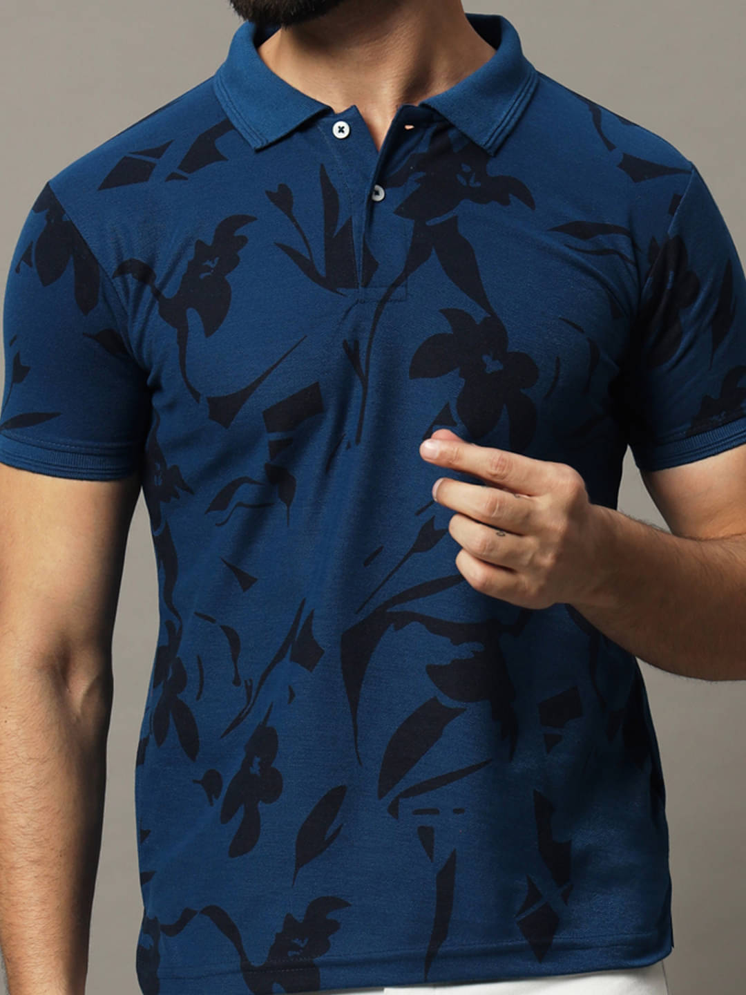     			COCOSOUL Men Polyester Regular Fit Printed Polo T Shirt ( Blue )