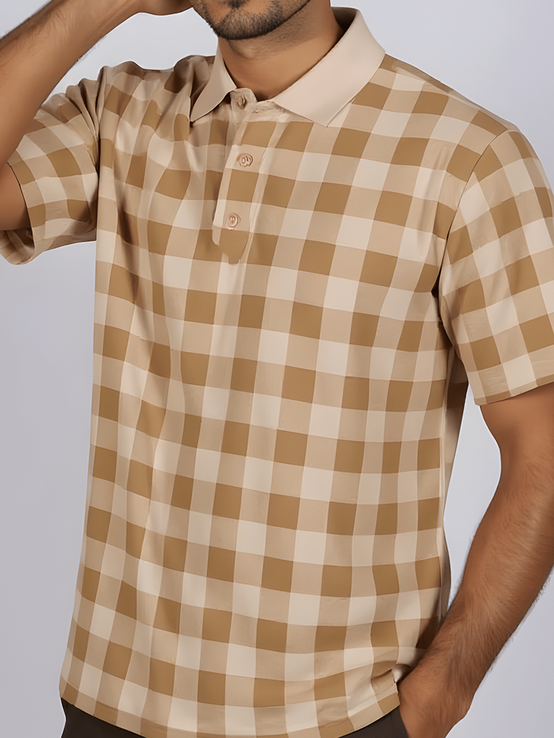     			COCOSOUL Men Polyester Regular Fit Printed Polo T Shirt ( Beige )
