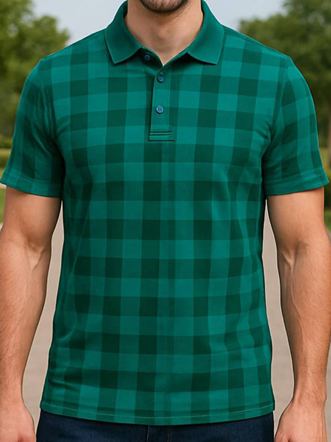     			COCOSOUL Men Polyester Regular Fit Printed Polo T Shirt ( Green )