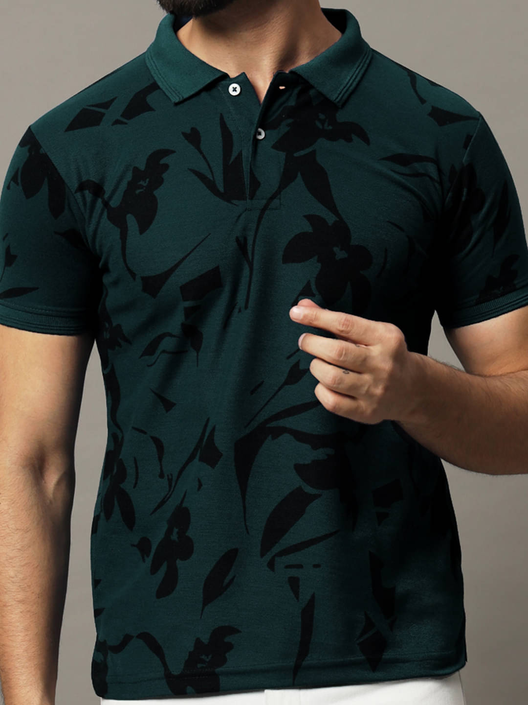     			COCOSOUL Men Polyester Regular Fit Printed Polo T Shirt ( Dark Green )