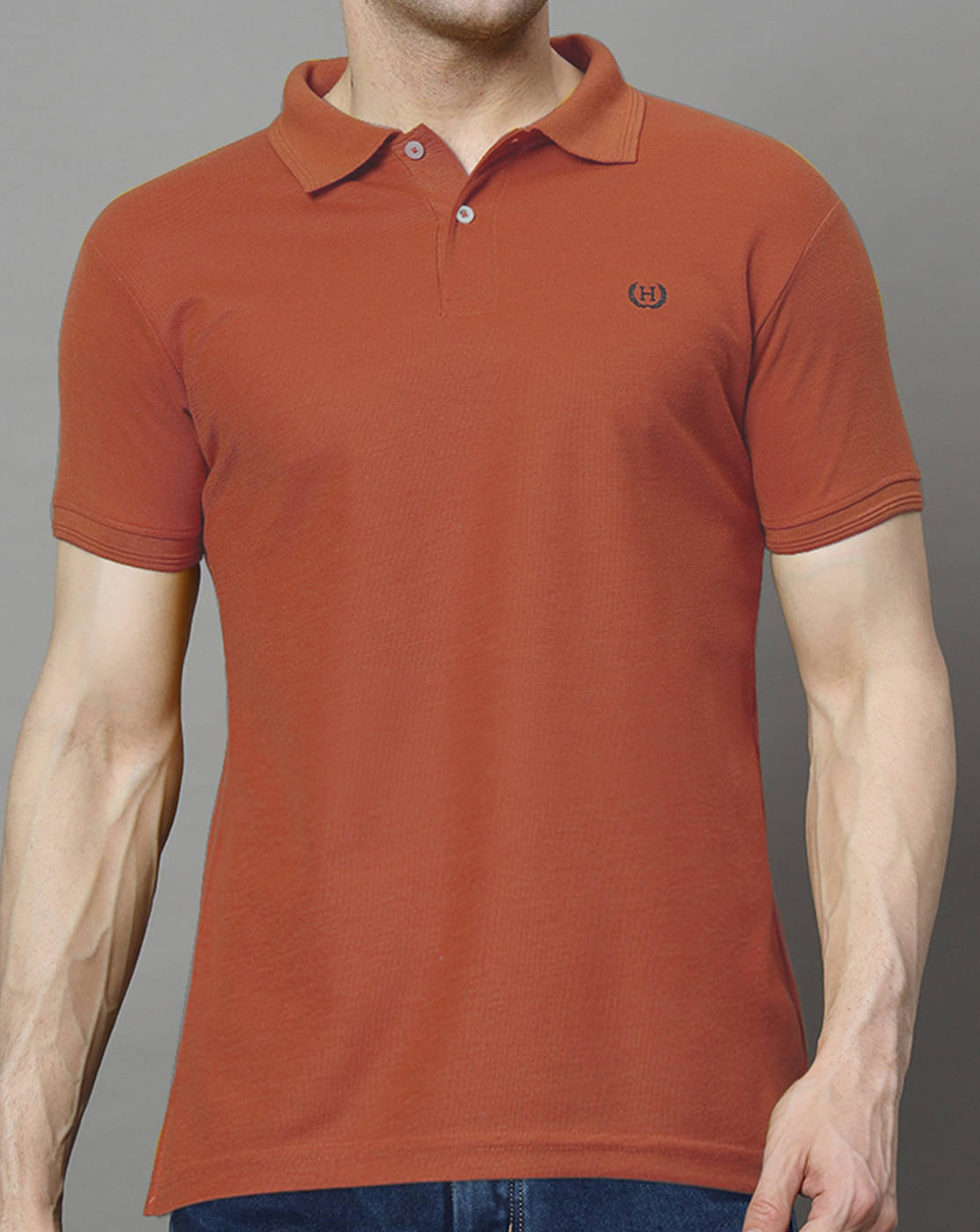 COCOSOUL Men Polyester Regular Fit Solid Polo T Shirt ( Rust ) COCOSOUL Men Polyester Regular Fit Solid Polo T Shirt ( Rust )