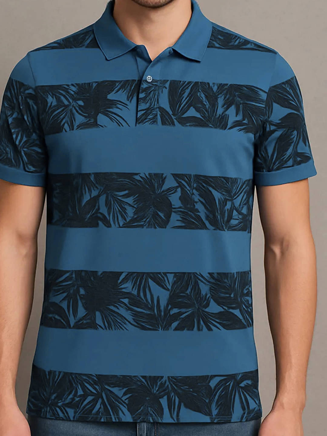     			COCOSOUL Men Polyester Regular Fit Printed Polo T Shirt ( Teal Blue )