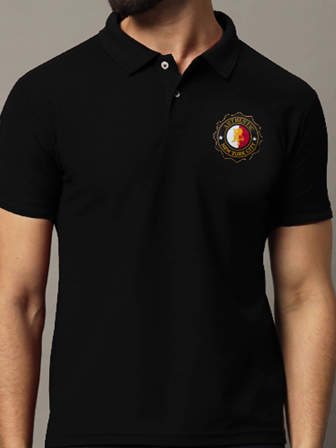 COCOSOUL Men Polyester Regular Fit Printed Polo T Shirt ( Black ) COCOSOUL Men Polyester Regular Fit Printed Polo T Shirt ( Black )