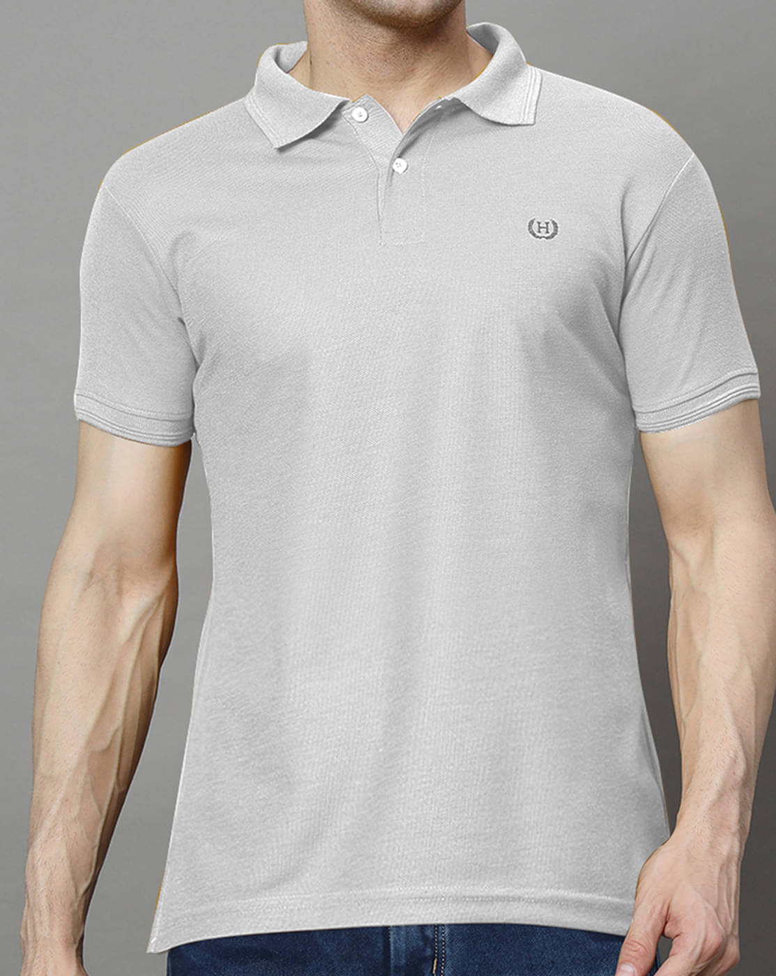     			COCOSOUL Men Polyester Regular Fit Solid Polo T Shirt ( Grey )