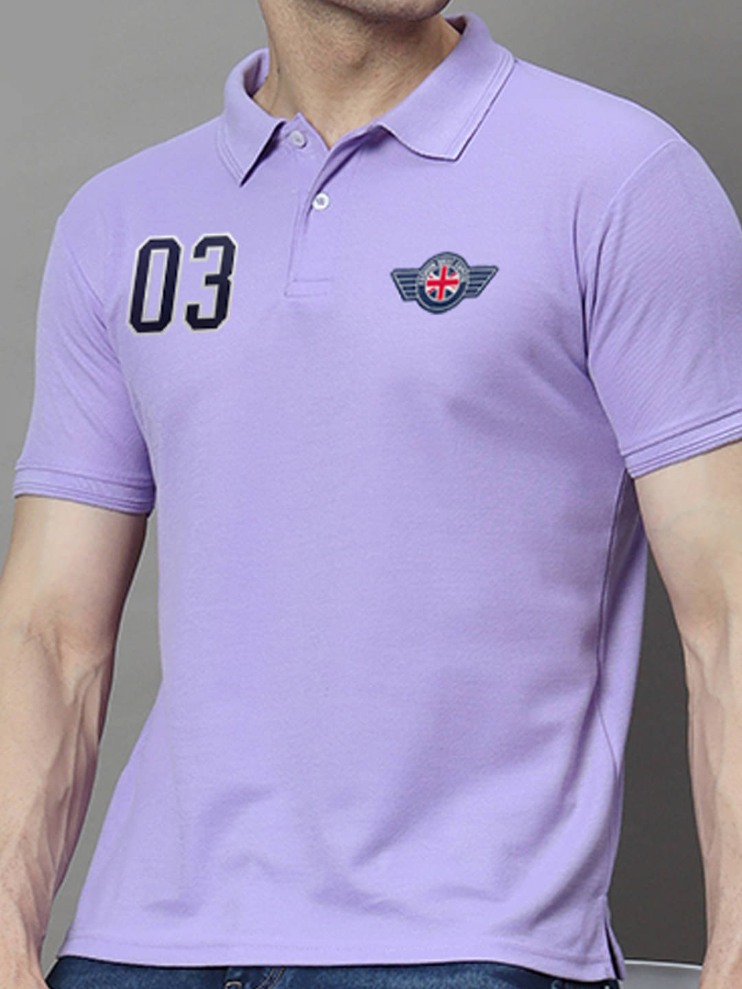     			COCOSOUL Men Polyester Regular Fit Printed Polo T Shirt ( Lavender )