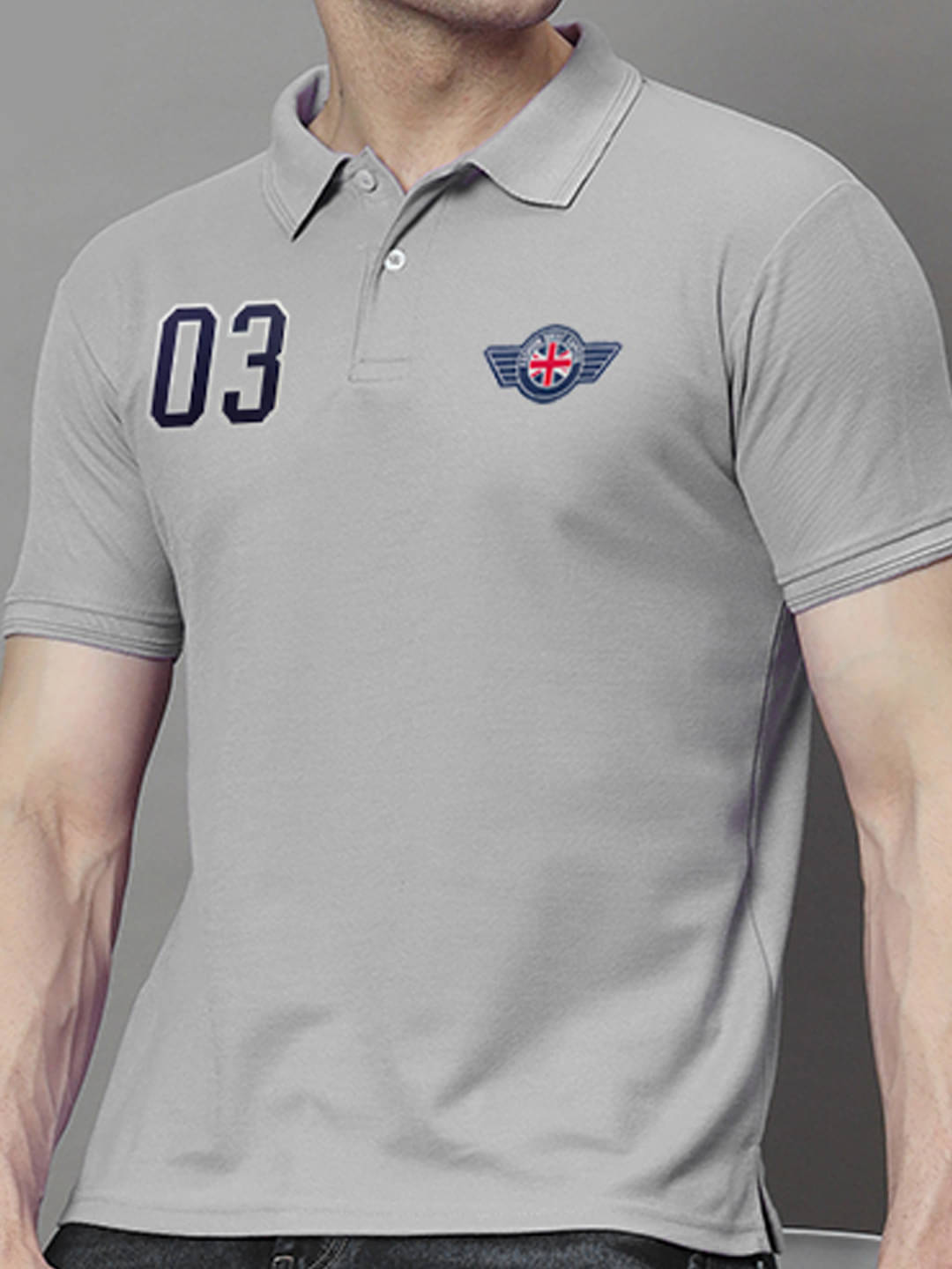     			COCOSOUL Men Polyester Regular Fit Printed Polo T Shirt ( Grey )