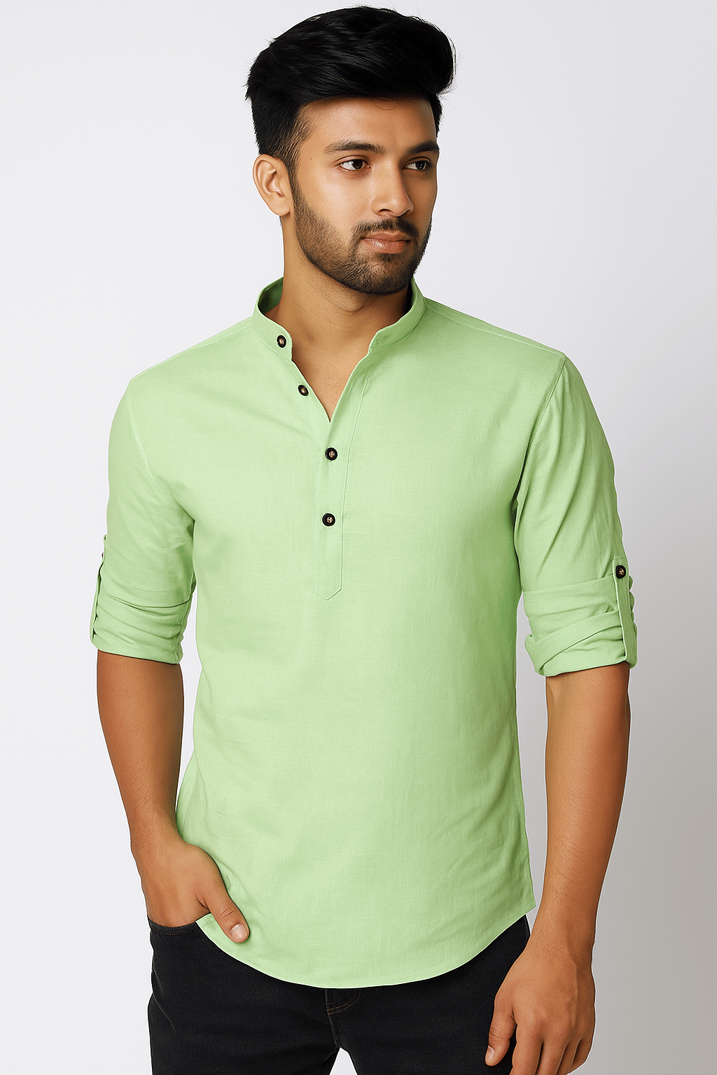     			CROWNTAIL Light Green Cotton Men's Regular Kurta ( Pack of 1 )