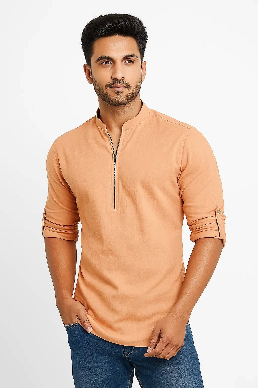     			CROWNTAIL Orange Cotton Men's Regular Kurta ( Pack of 1 )