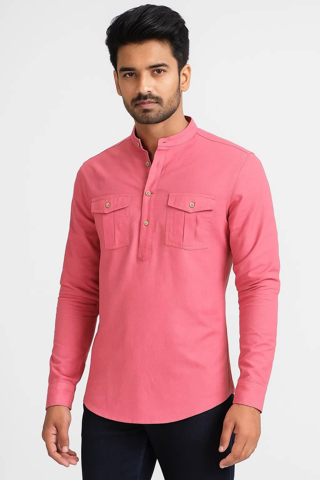     			CROWNTAIL Peach Cotton Men's Regular Kurta ( Pack of 1 )