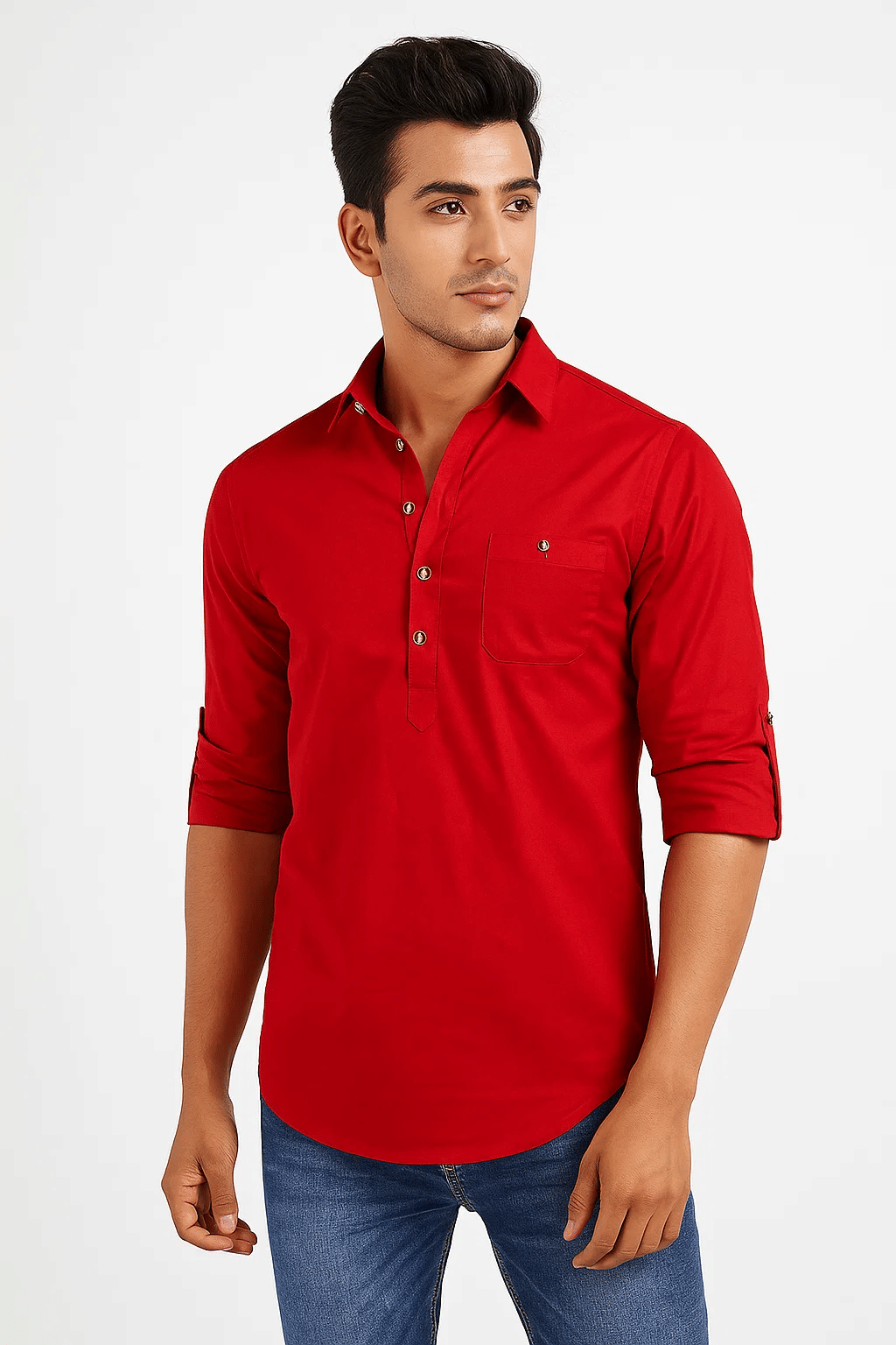     			CROWNTAIL Red Cotton Men's Regular Kurta ( Pack of 1 )