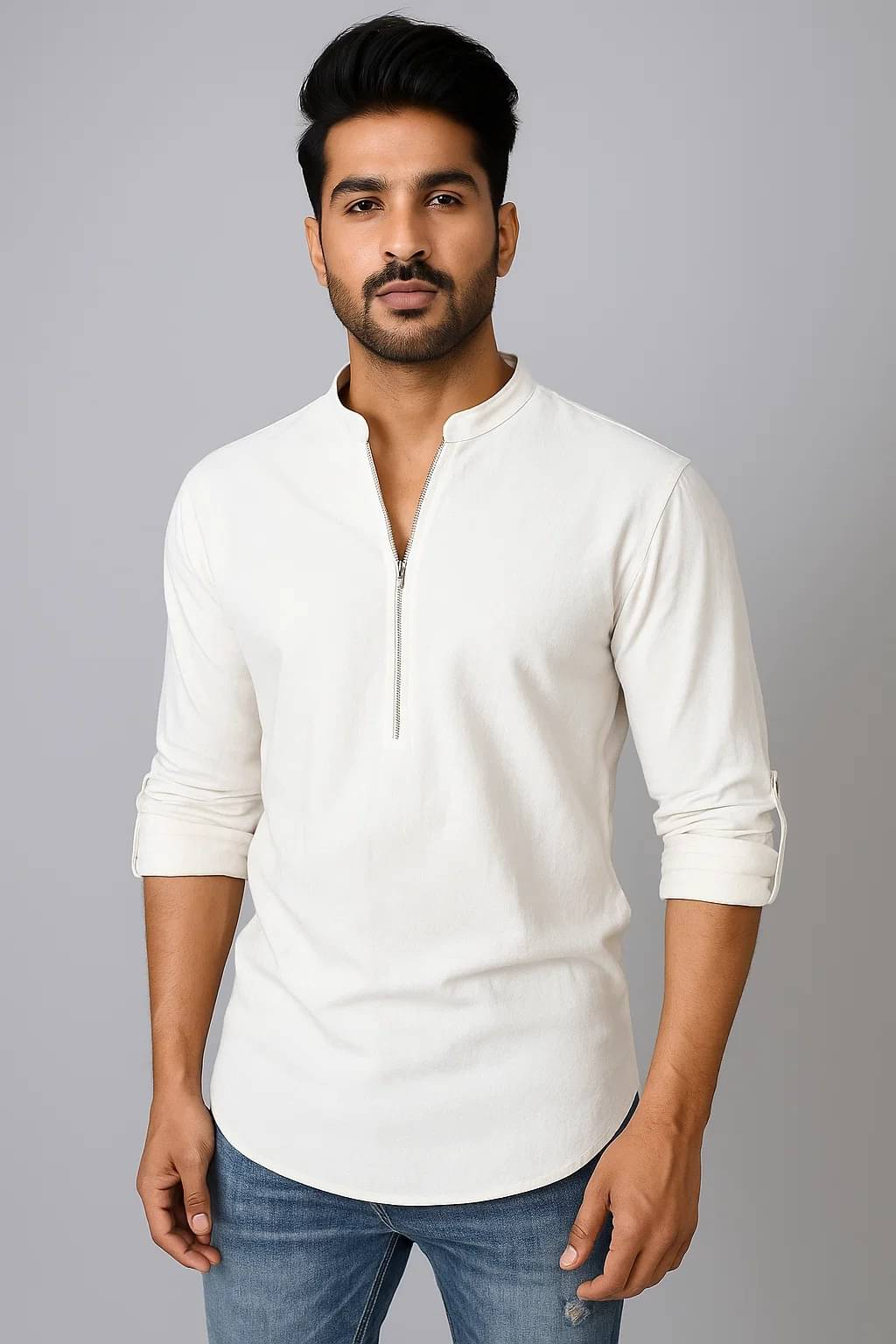     			CROWNTAIL White Cotton Men's Regular Kurta ( Pack of 1 )