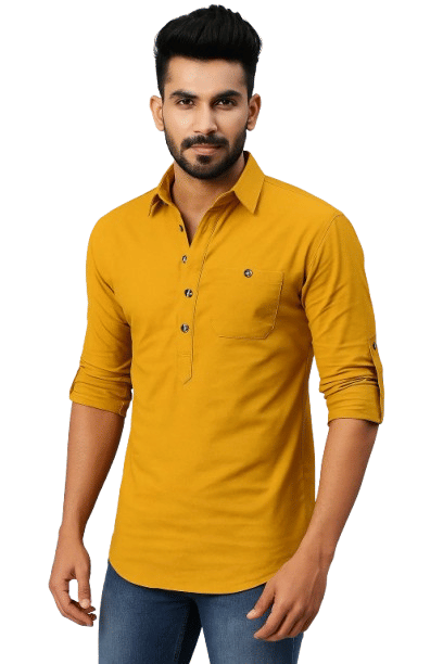     			CROWNTAIL Yellow Cotton Men's Regular Kurta ( Pack of 1 )