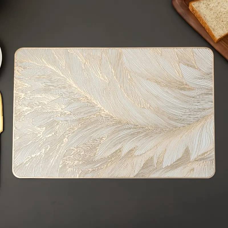 Dakshya Industries PVC Floral Rectangle Table Mats ( 45 cm x 30 cm ) Pack of 1 - Gold Dakshya Industries PVC Floral Rectangle Table Mats ( 45 cm x 30 cm ) Pack of 1 - Gold