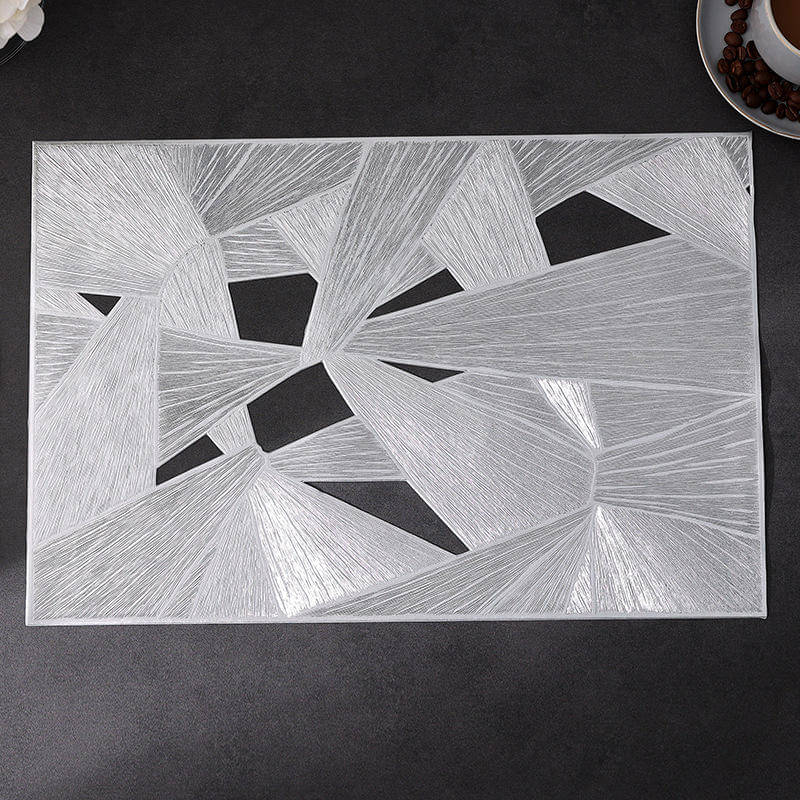     			Dakshya Industries PVC Floral Rectangle Table Mats ( 45 cm x 30 cm ) Pack of 4 - Silver