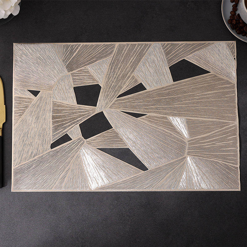     			Dakshya Industries PVC Floral Rectangle Table Mats ( 45 cm x 30 cm ) Pack of 4 - Gold