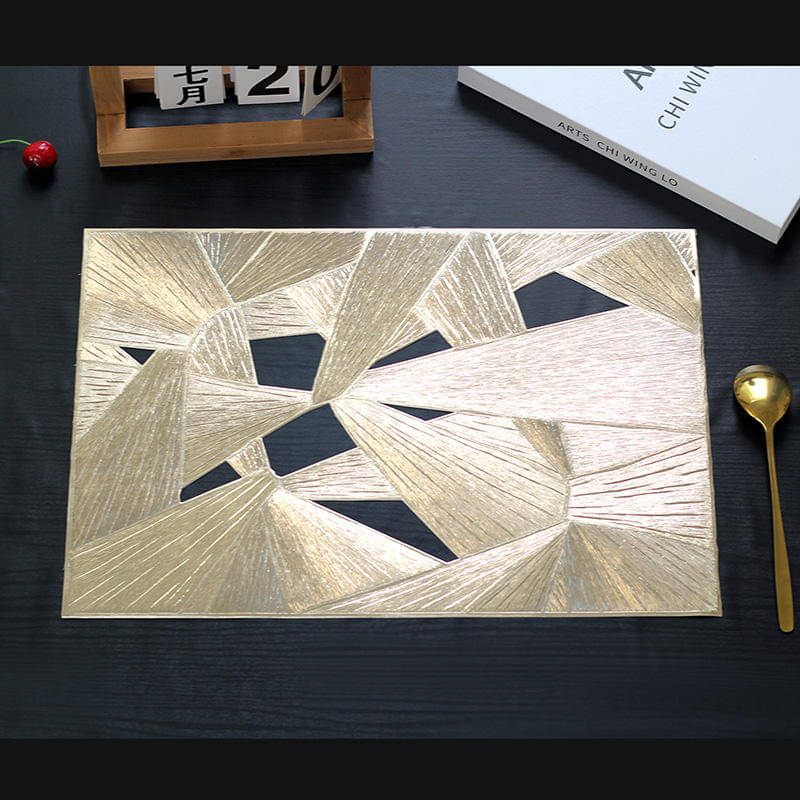 Dakshya Industries PVC Floral Rectangle Table Mats ( 45 cm x 30 cm ) Pack of 2 - Gold Dakshya Industries PVC Floral Rectangle Table Mats ( 45 cm x 30 cm ) Pack of 2 - Gold