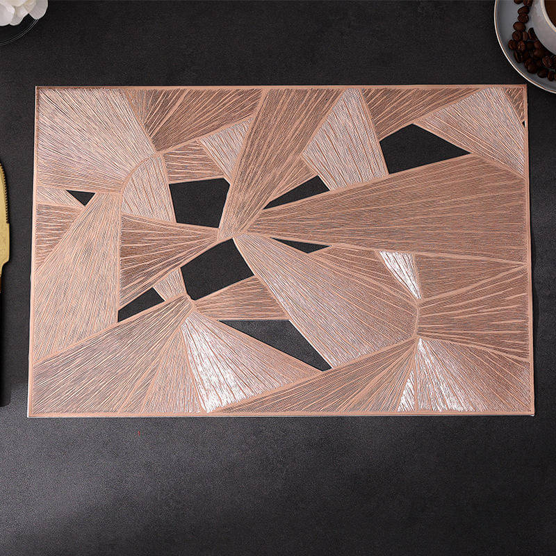     			Dakshya Industries PVC Floral Rectangle Table Mats ( 45 cm x 30 cm ) Pack of 6 - Copper