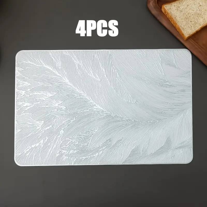     			Dakshya Industries PVC Floral Rectangle Table Mats ( 45 cm x 30 cm ) Pack of 4 - Silver