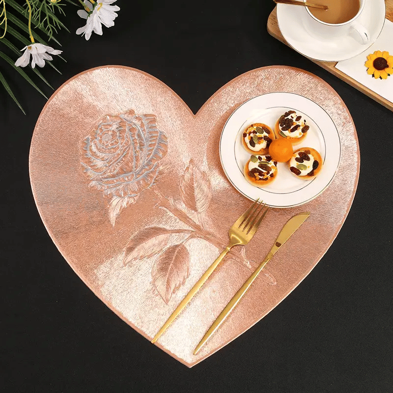     			Dakshya Industries PVC Floral Round Table Mats ( 38 cm x 38 cm ) Pack of 2 - Copper