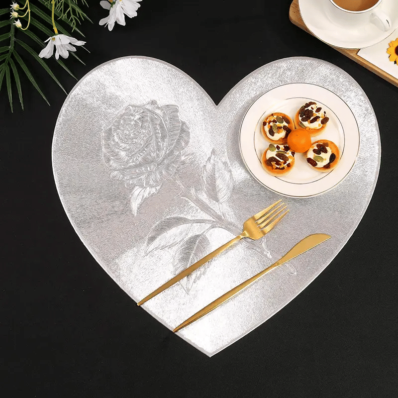     			Dakshya Industries PVC Floral Round Table Mats ( 38 cm x 38 cm ) Pack of 2 - Silver