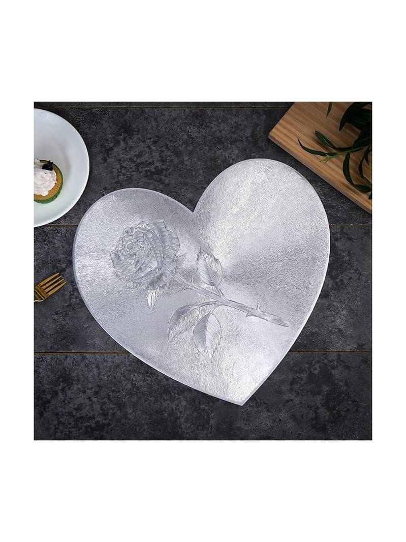     			Dakshya Industries PVC Floral Round Table Mats ( 38 cm x 38 cm ) Pack of 6 - Silver