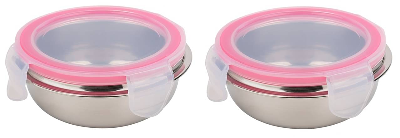     			Dynore Small 2 Container Steel Silver Utility Container ( Set of 2 )