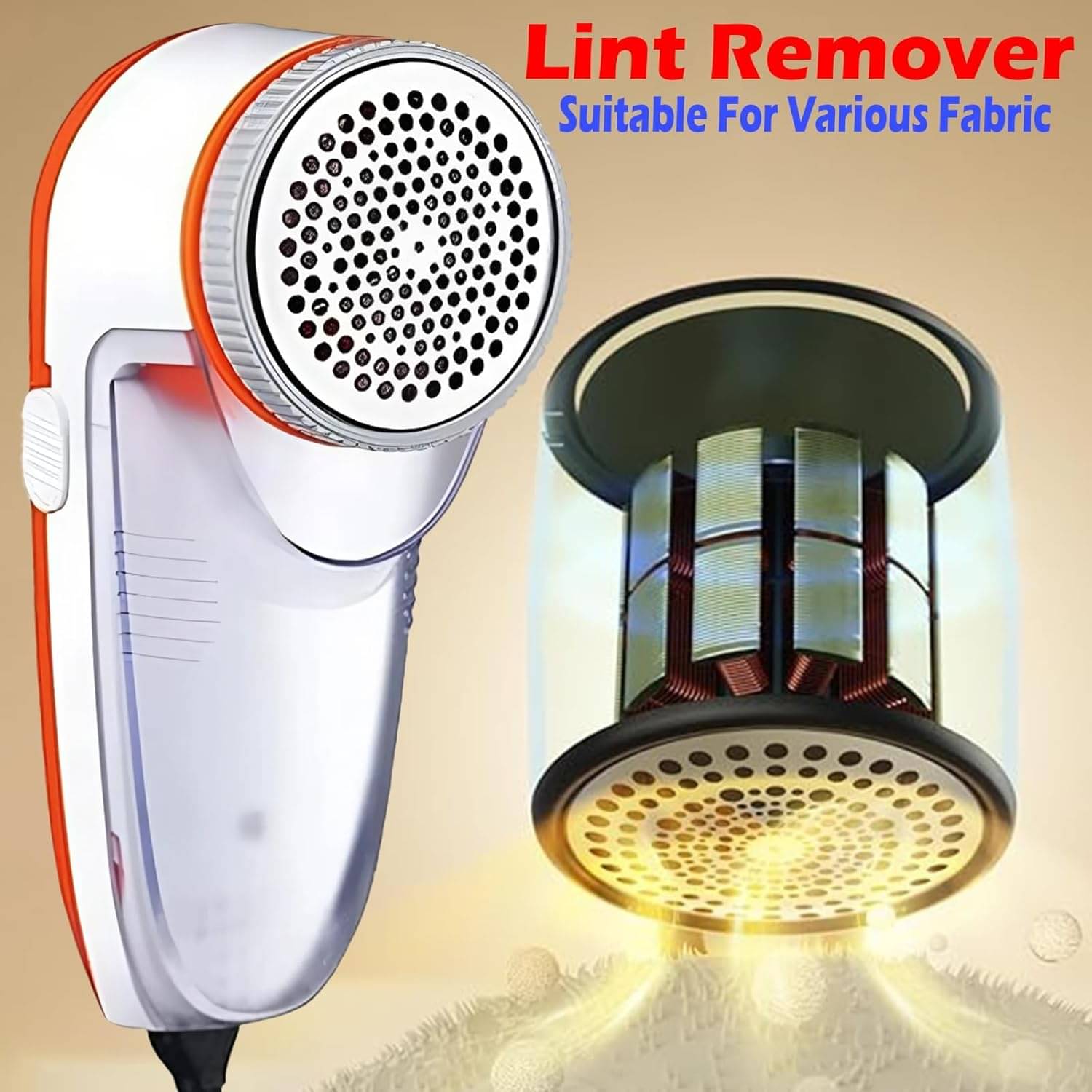     			Electric Lint Remover and Fabric Shaver | Powerful Clothes Defuzzer for Sweaters, Blankets, Wool, Cotton, and Upholstery | Rechargeable, Portable, Easy to Clean, Gentle Yet Effective Fabric Care Tool