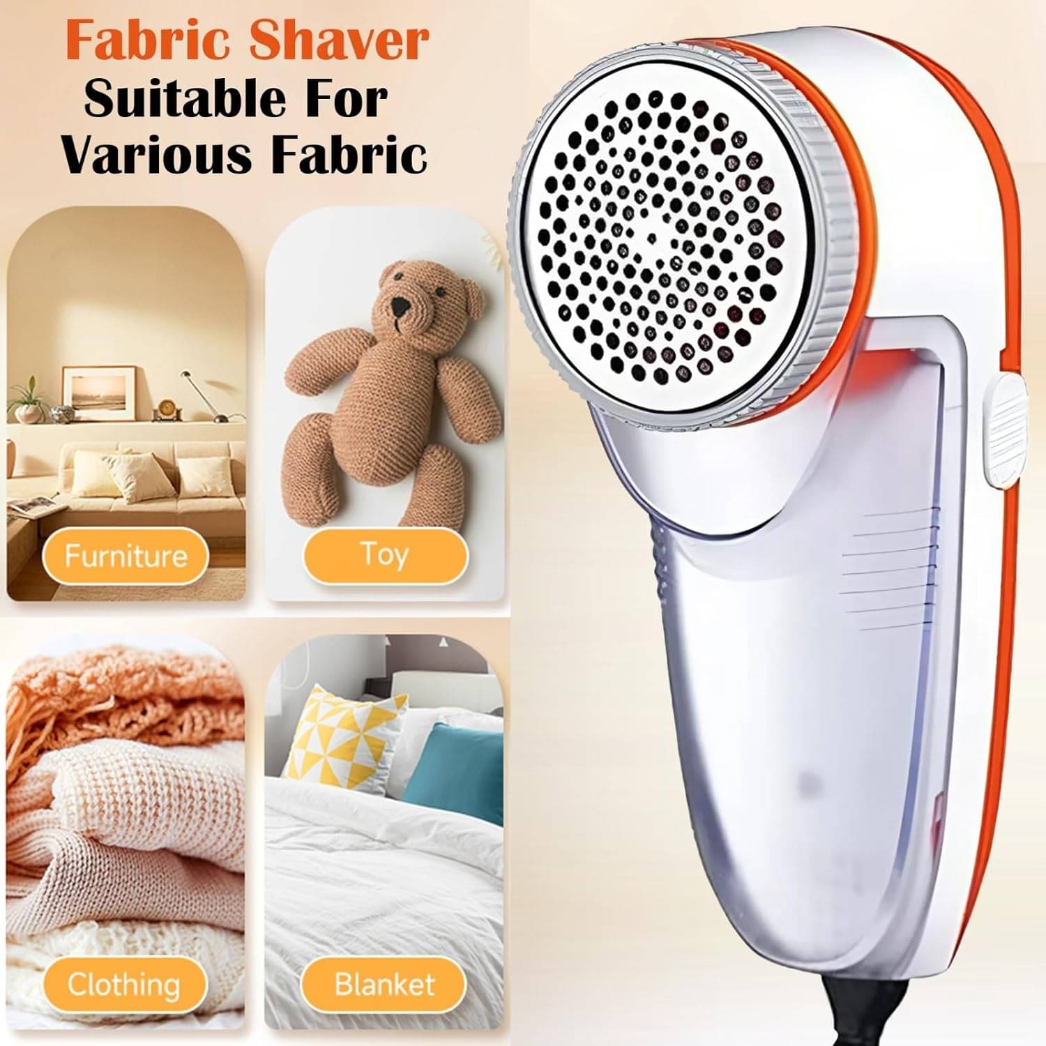     			Electric Lint Remover and Fabric Shaver | Powerful Clothes Defuzzer for Sweaters, Blankets, Wool, Cotton, and Upholstery | Rechargeable, Portable, Easy to Clean, Gentle Yet Effective Fabric Care Tool