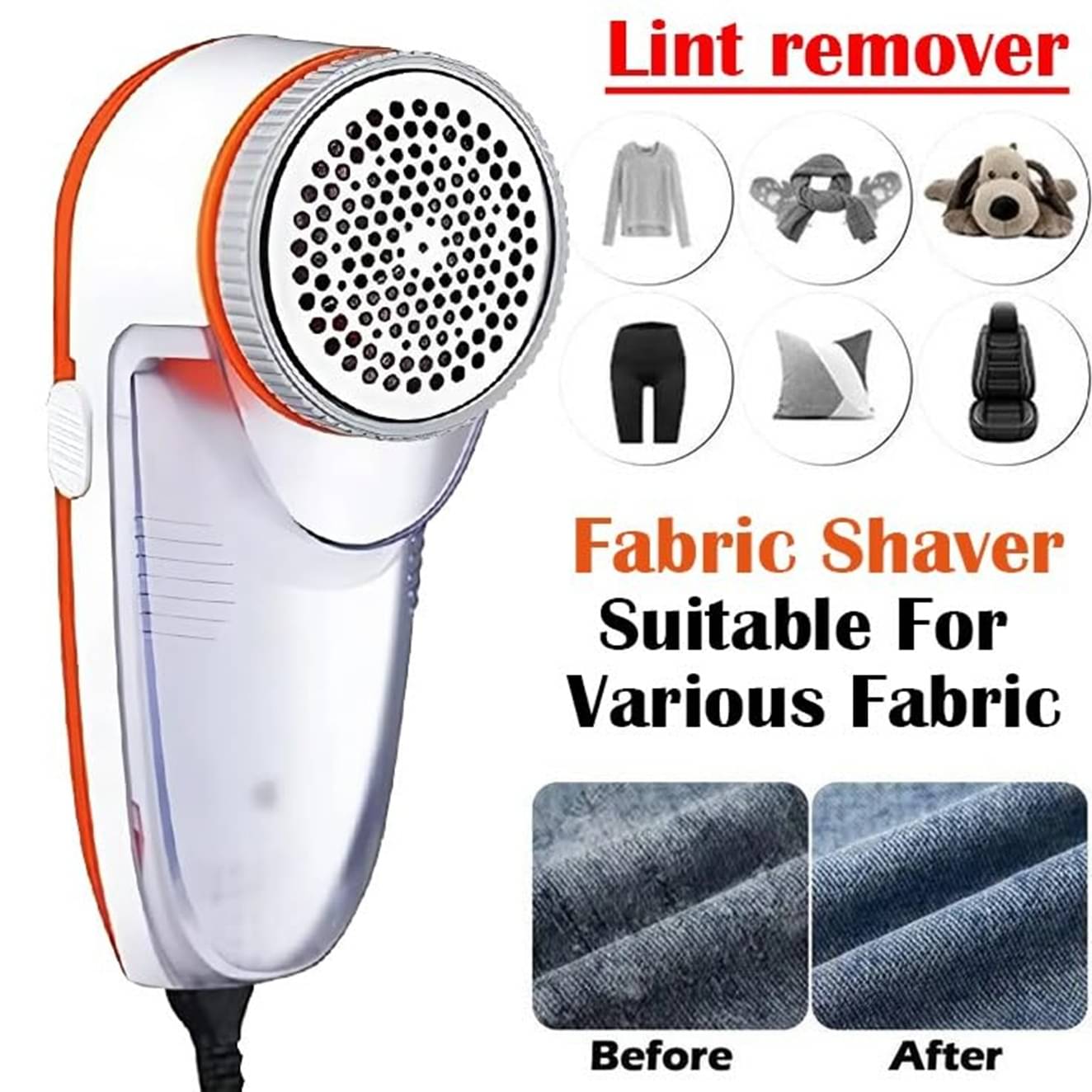     			Electric Lint Remover and Fabric Shaver | Powerful Clothes Defuzzer for Sweaters, Blankets, Wool, Cotton, and Upholstery | Rechargeable, Portable, Easy to Clean, Gentle Yet Effective Fabric Care Tool