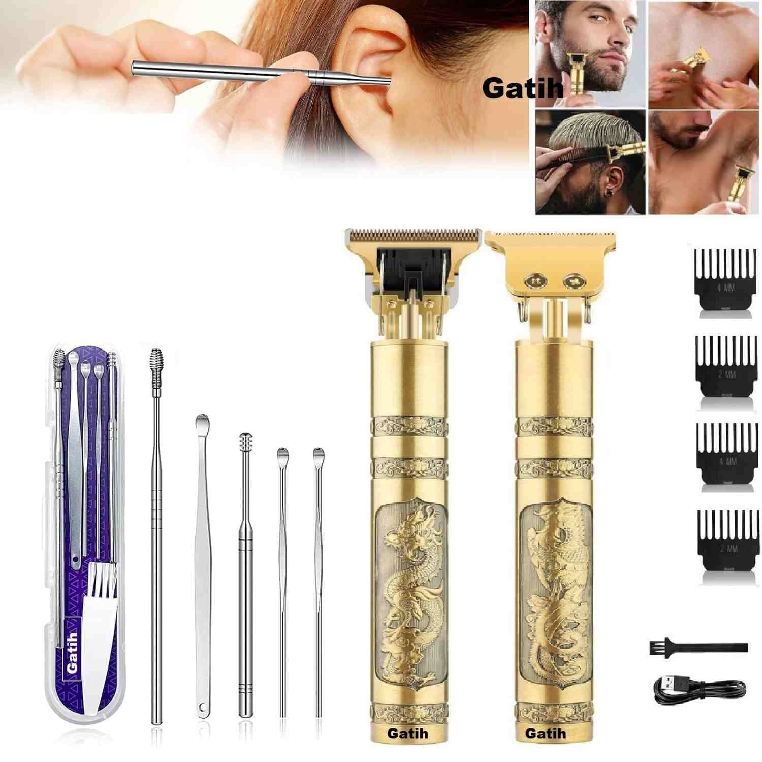 Gatih Trimmer+Ear Wax tool Gold Cordless Beard Trimmer With 120 minutes Runtime     			Gatih Trimmer+Ear Wax tool Gold Cordless Beard Trimmer With 120 minutes Runtime