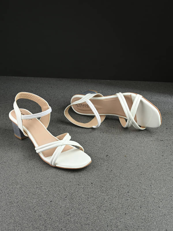 KARADDI White Women's Sandal Heels     			KARADDI White Women's Sandal Heels