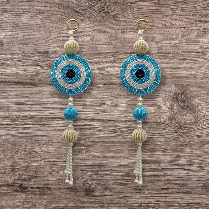     			KOOGLY Evil Eye Hanging for Positive Energy and Good Luck Wall Hangings for Main Door Entrance, Pooja Room, Temple - Navratri Diwali Decoration Items (Sky Blue)
