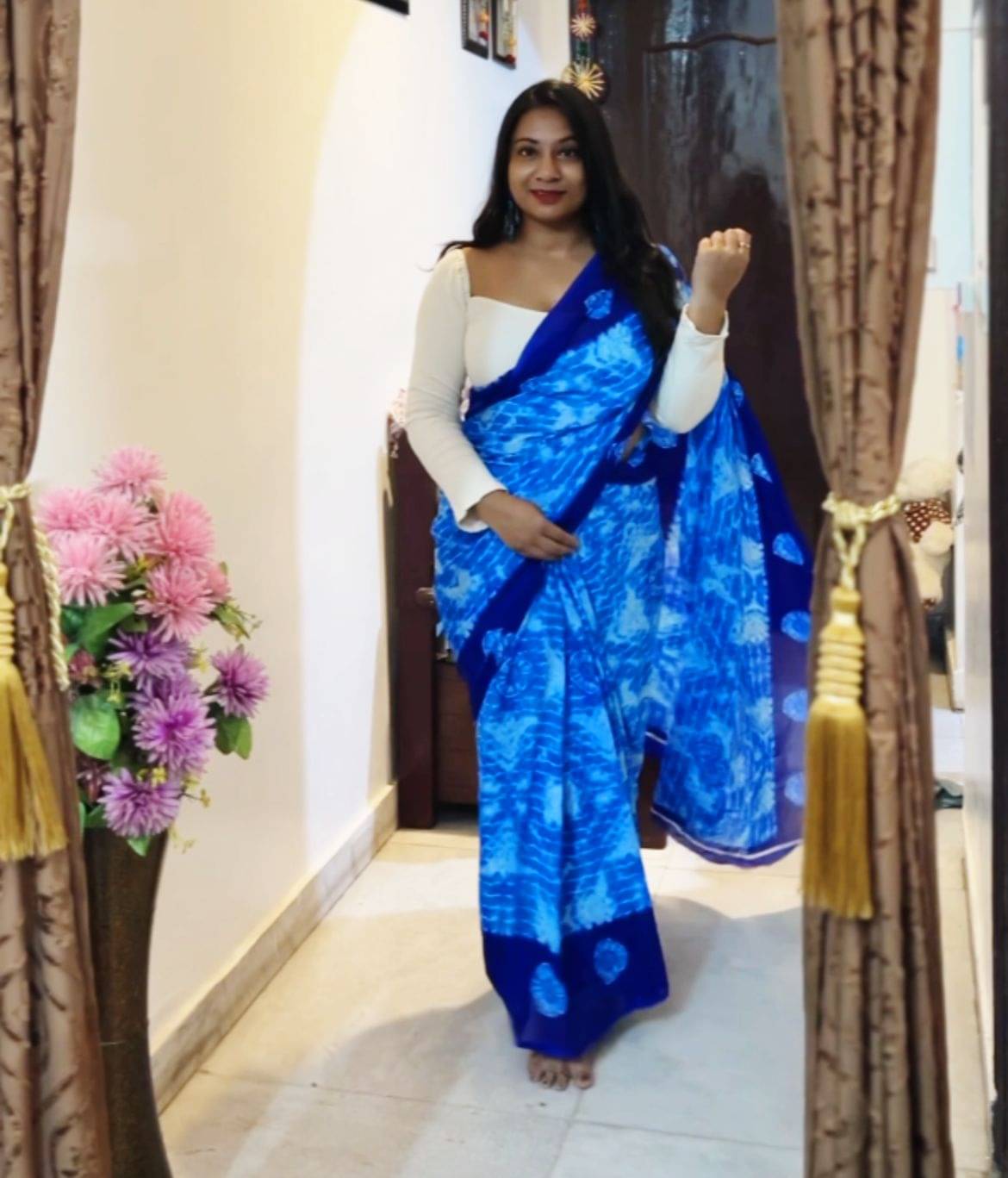 Kashvi Sarees Georgette Printed Ilkal Saree With Unstitched Blouse Piece ( BLUE ) Kashvi Sarees Georgette Printed Ilkal Saree With Unstitched Blouse Piece ( BLUE )
