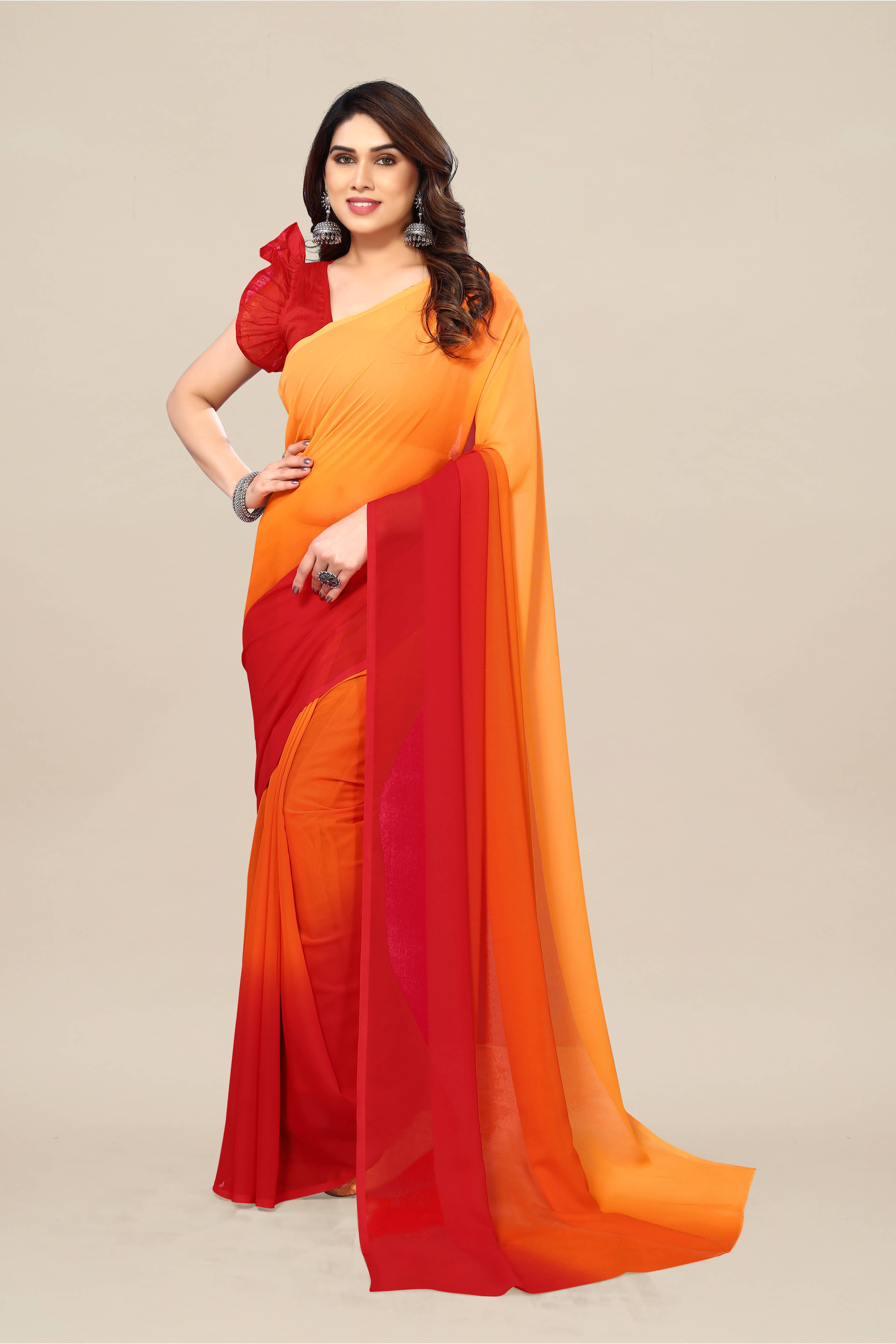 Kashvi Sarees Georgette Solid Kasavu Saree With Unstitched Blouse Piece ( grey ) - Sarees | Buy online on ZillyBuy