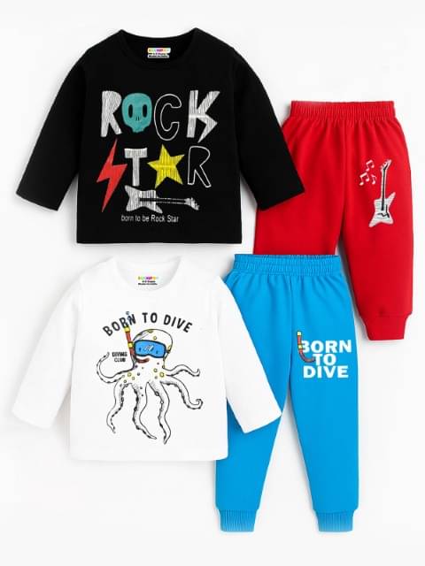     			Kuchipoo Pack of 2 Boys Cotton Blend T-Shirt & Trackpants Set ( Multicolor3 )
