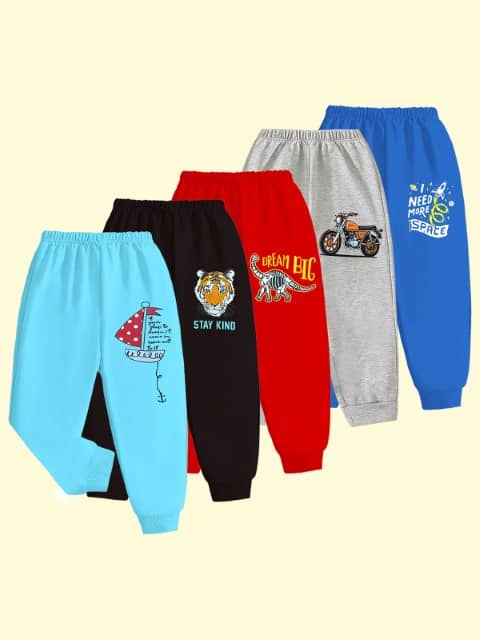 Kuchipoo Pack of 5 Boys Cotton Blend Trackpant ( Multicolor 3 ) - Track Pants | Buy online on ZillyBuy