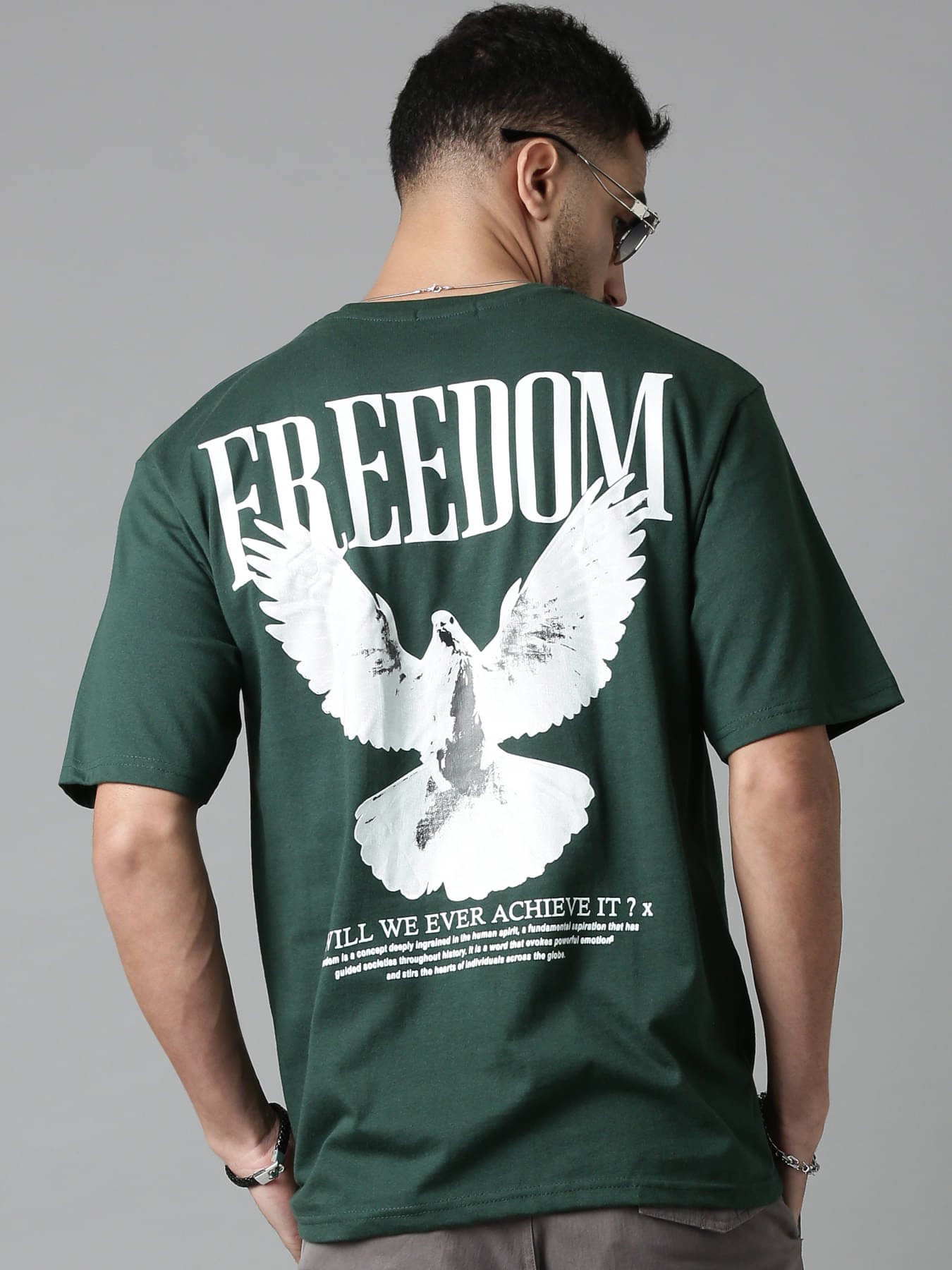 LEWEL Men Cotton Blend Oversized Fit Printed T-Shirt ( Green ) LEWEL Men Cotton Blend Oversized Fit Printed T-Shirt ( Green )