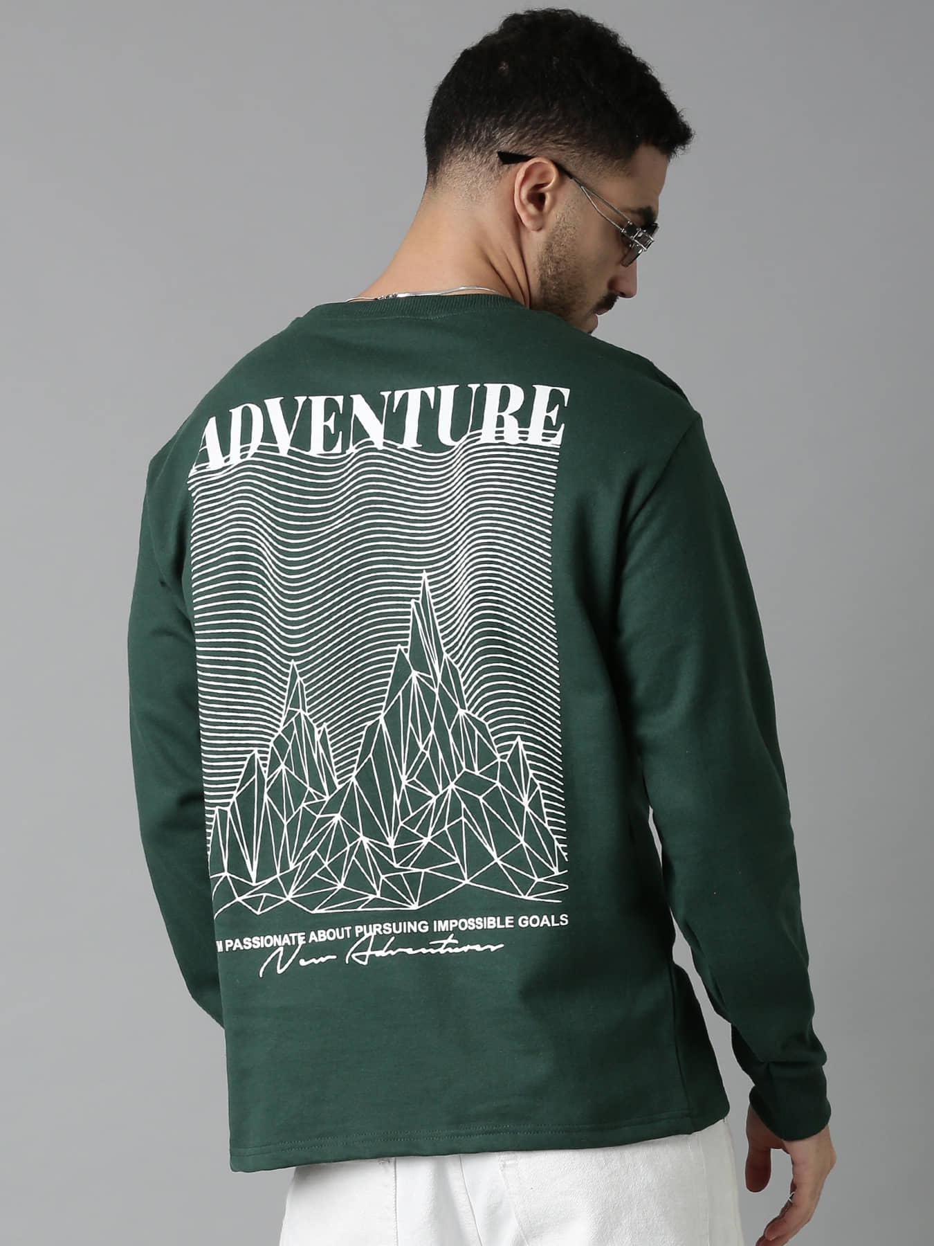 LEWEL Men Cotton Blend Regular Fit Printed T-Shirt ( Green )