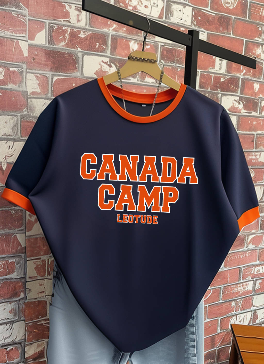 Leotude Men Cotton Blend Oversized Fit Printed T-Shirt ( Navy )     			Leotude Men Cotton Blend Oversized Fit Printed T-Shirt ( Navy )