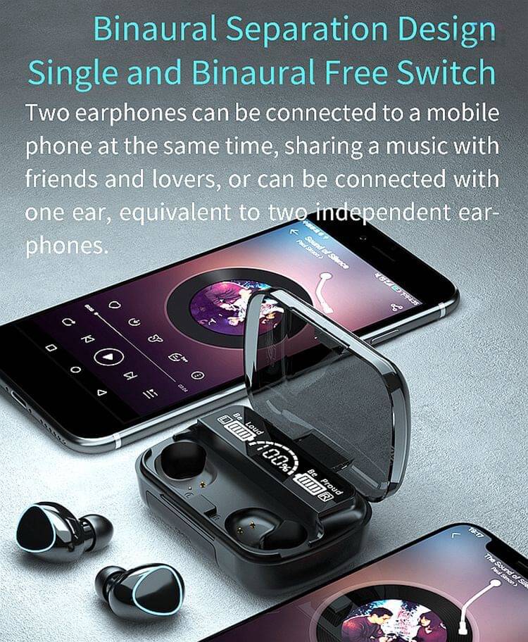     			M10 TWS Bluetooth 51 True Wireless Earbuds with LED Display Deep Bass Gaming Mode Waterproof Touch Control Long Battery Life Earphones