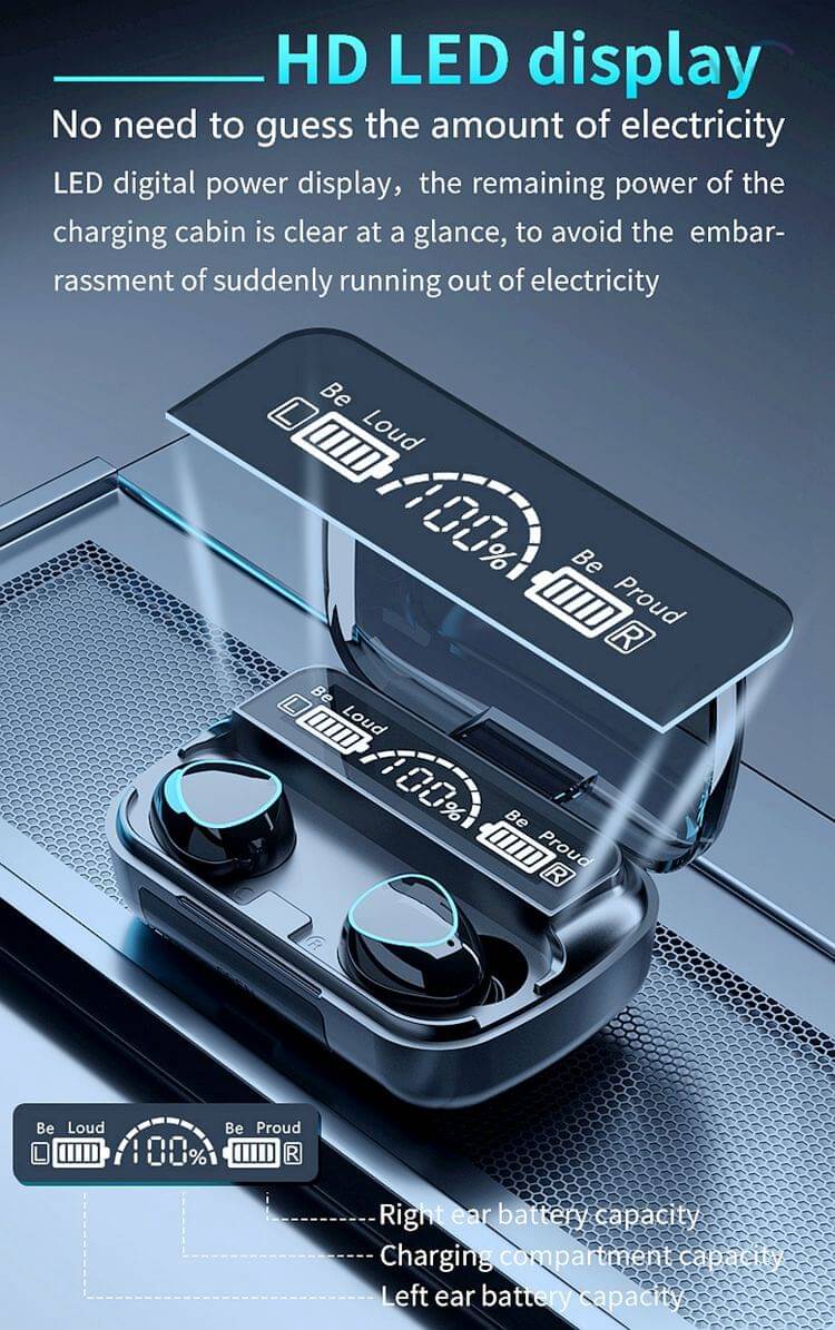 M10 TWS Bluetooth 51 True Wireless Earbuds with LED Display Deep Bass Gaming Mode Waterproof Touch Control Long Battery Life M10 TWS Bluetooth 51 True Wireless Earbuds with LED Display Deep Bass Gaming Mode Waterproof Touch Control Long Battery Life
