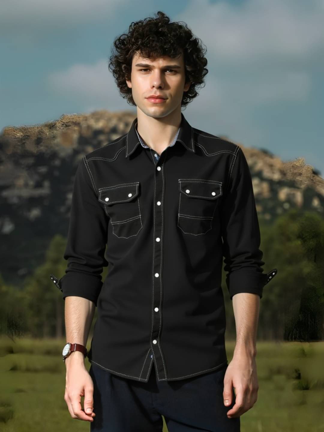 MAYKR Denim Regular Fit Solids Full Sleeves Men's Casual Shirt - Black ( Pack of 1 )     			MAYKR Denim Regular Fit Solids Full Sleeves Men's Casual Shirt - Black ( Pack of 1 )